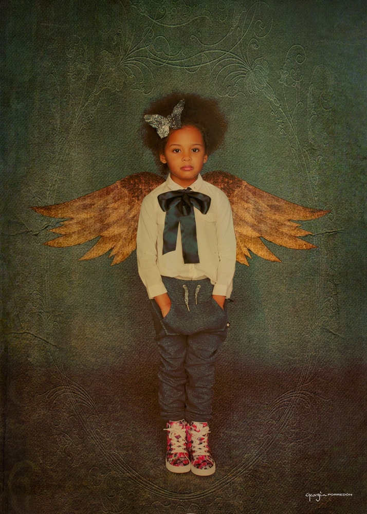 Fotografia infantil Granollers Barcelona Georgia Porredon angel fantasia nina